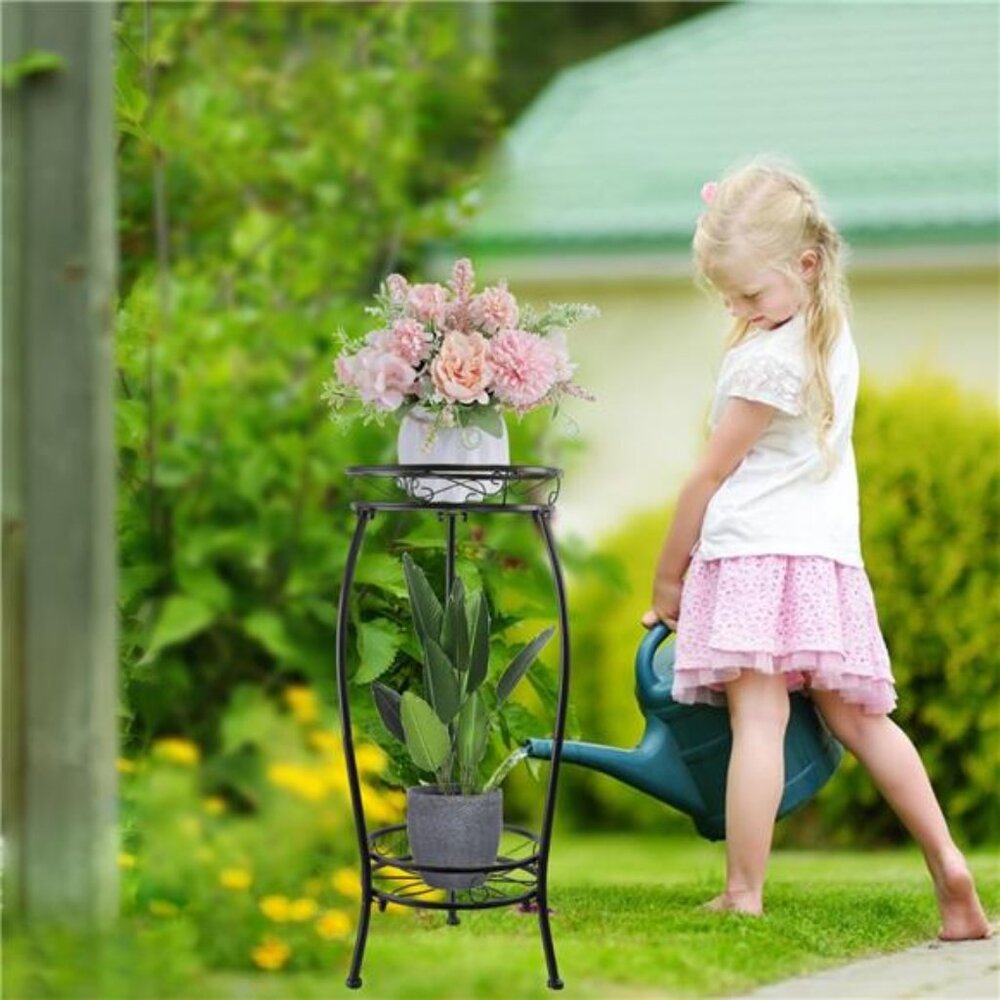 Plant Stand Indoor,2 Tier 27.1'' Outdoor Plant Stands Tall,Heavy Duty Metal - Picture 3 of 7